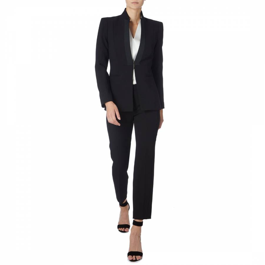 Black Fitted Crepe Tailoring Blazer - BrandAlley
