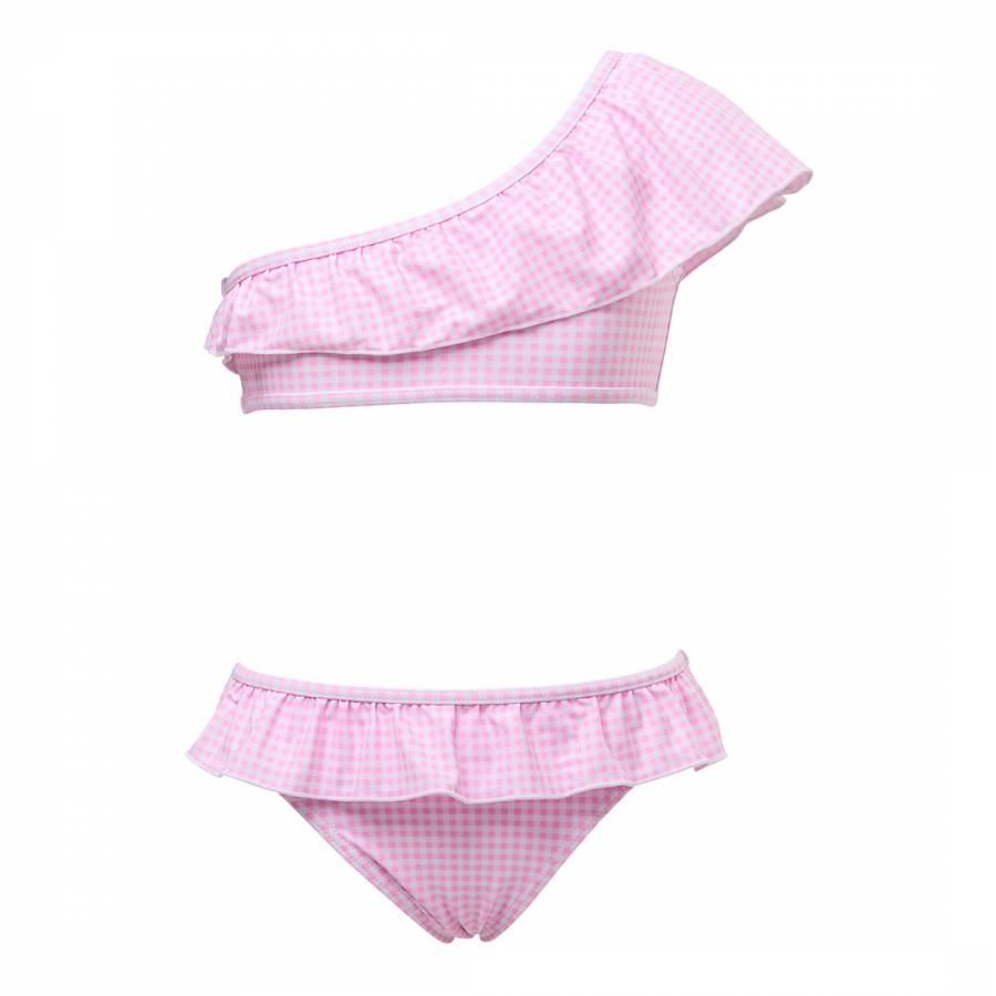 Pink Gingham Off Shoulder Bikini - BrandAlley