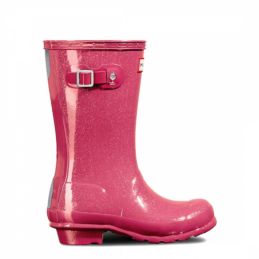 Kids Pink Original Glitter Finish Wellington Boots - BrandAlley