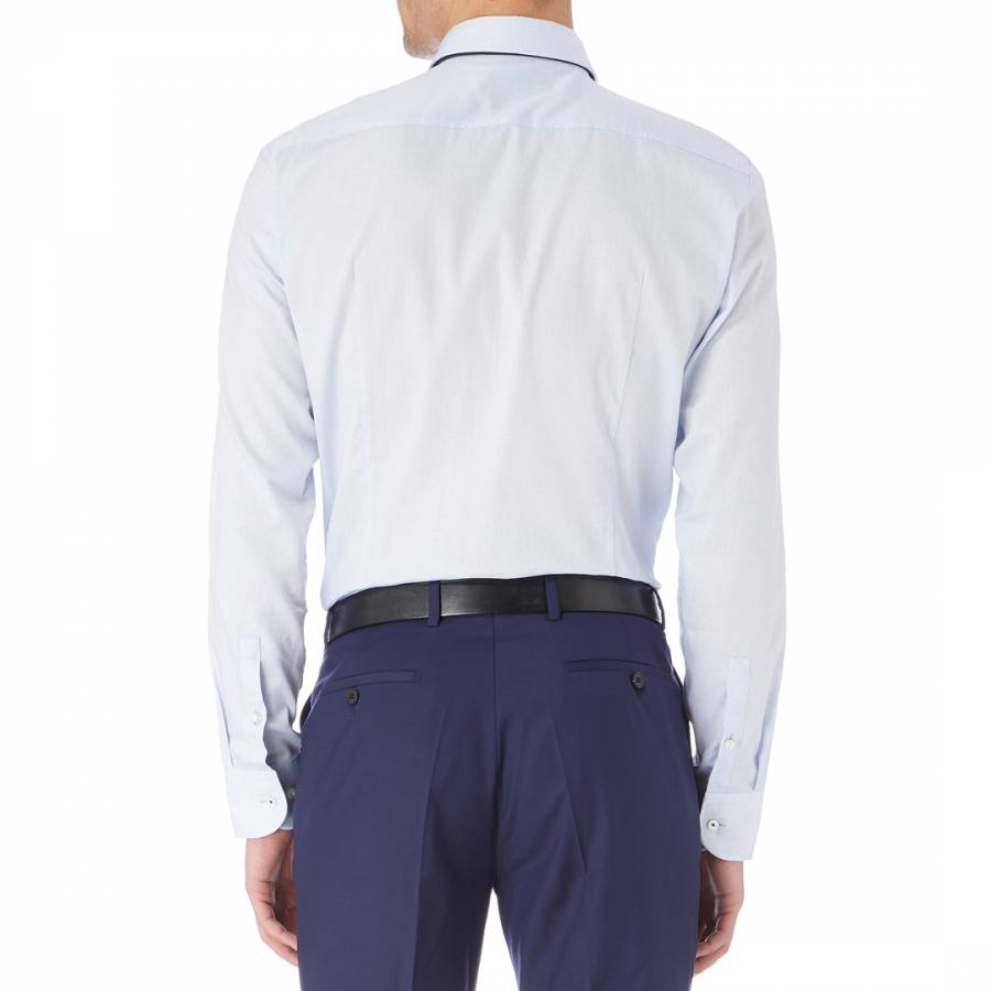 Blue/White Jesse Slim Fit Cotton Shirt - BrandAlley