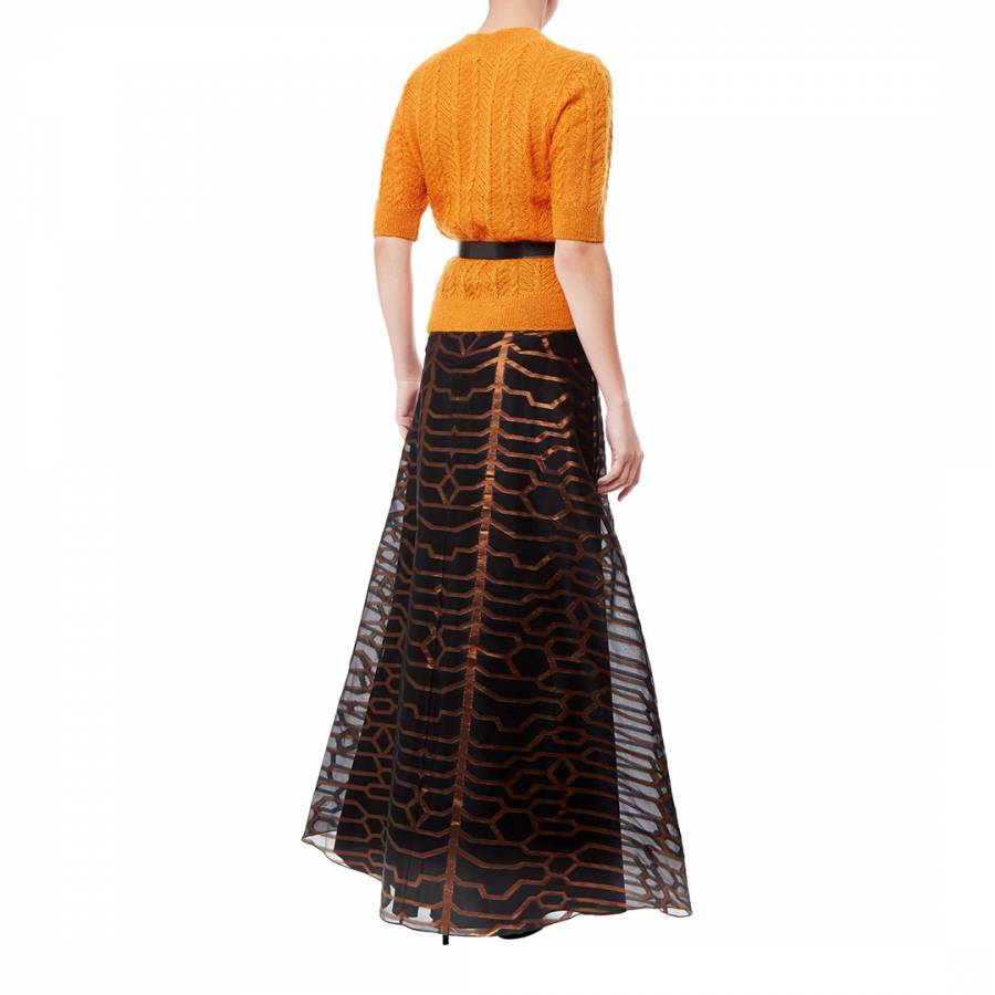 Black/Gold Tapis Silk Blend Skirt - BrandAlley