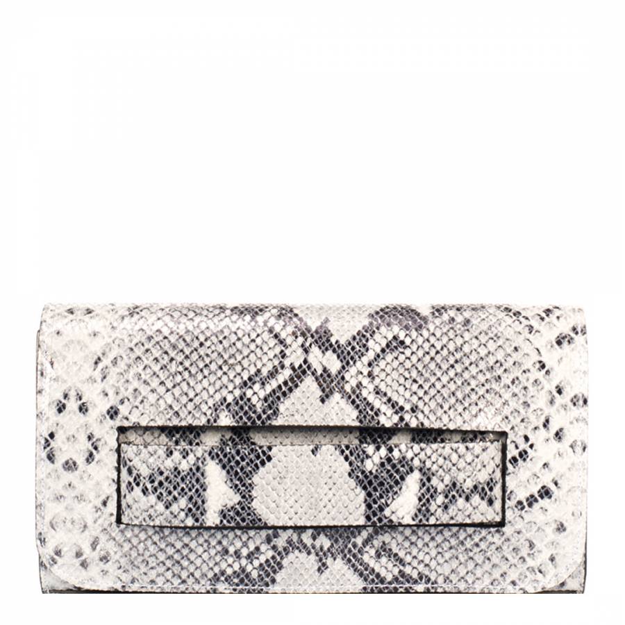 White Leather Clutch Bag - BrandAlley