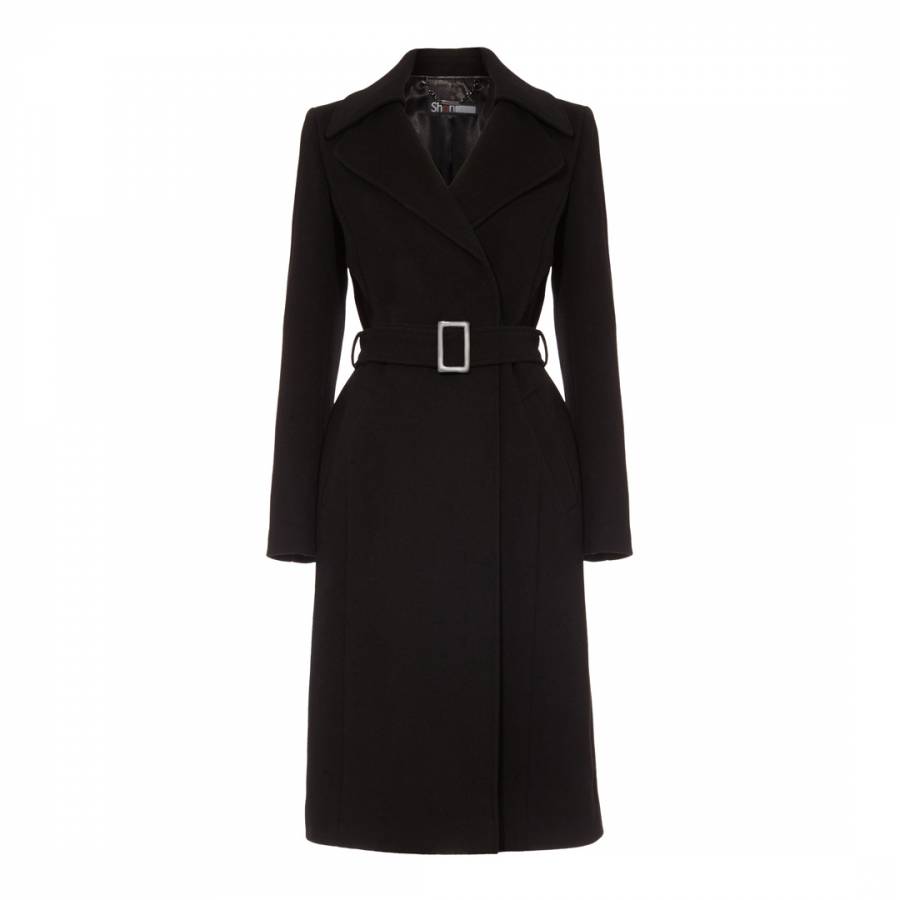 Black Eadie Belted Coat - BrandAlley