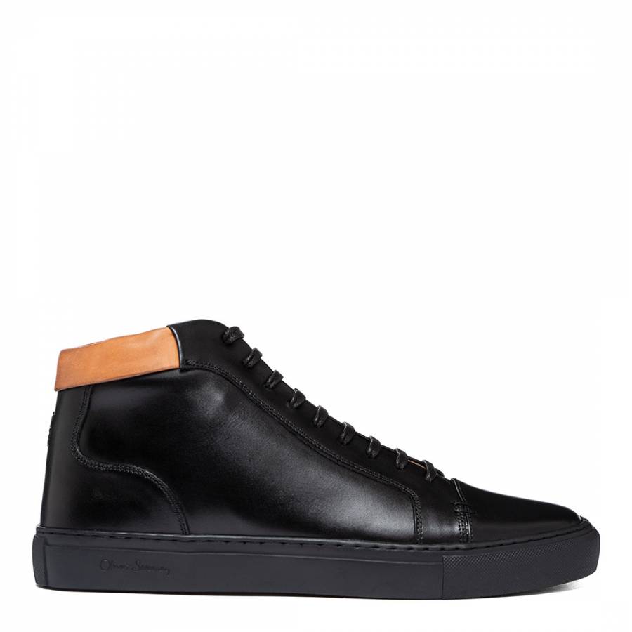 OLIVER SWEENEY Men's Black Leather Normanby High Top Lace up Trainers ...