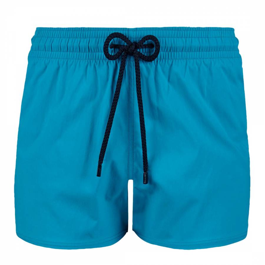 Blue Solid Strech Ma Swim Shorts - BrandAlley