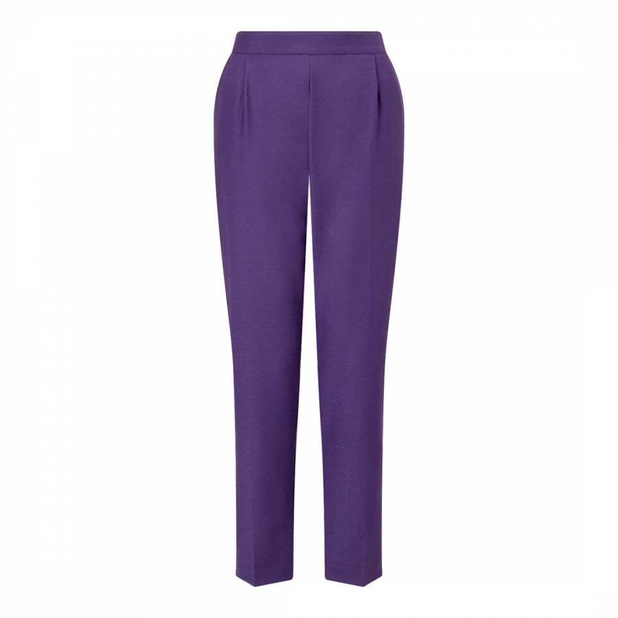 Purple Stretch Wool Peg Trousers - BrandAlley