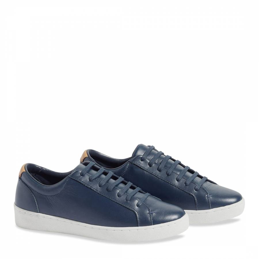 Navy Amour Lace Up Leather Trainers - BrandAlley
