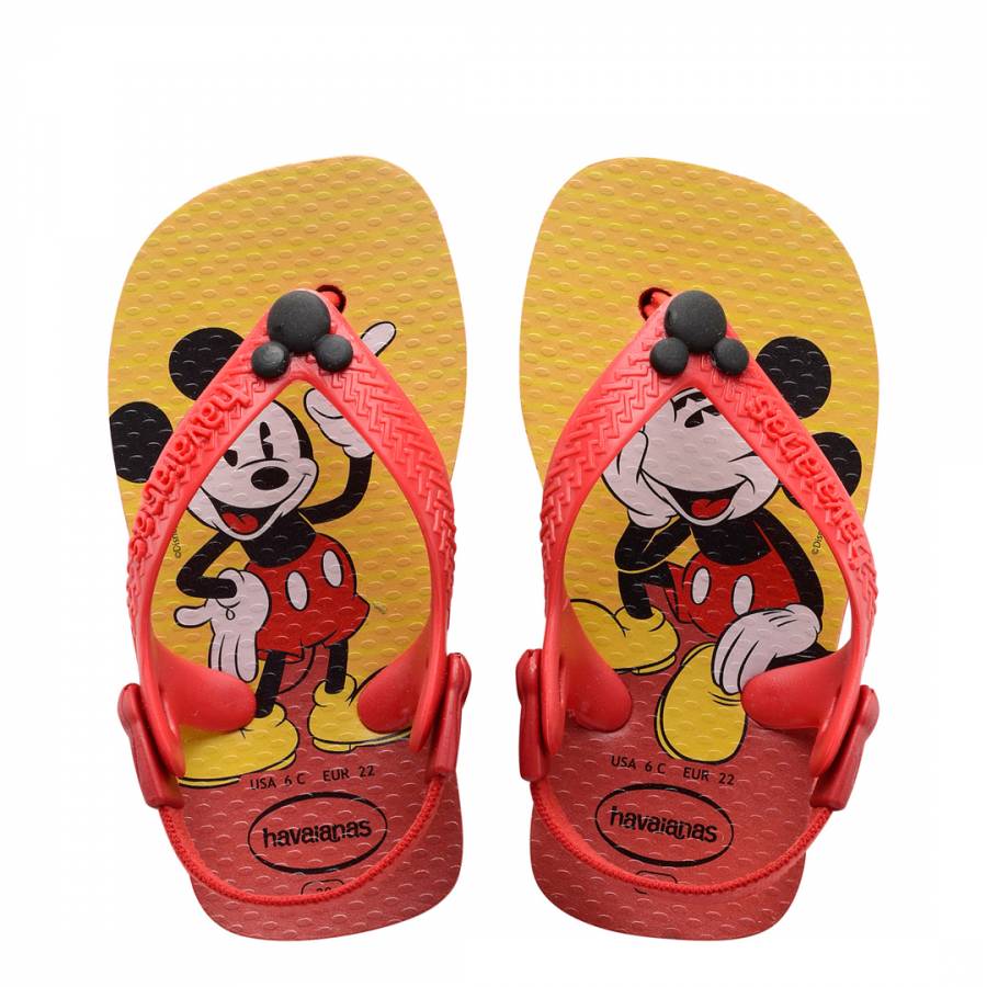 Baby Red/Yellow Mickey Mouse Flip Flops - BrandAlley