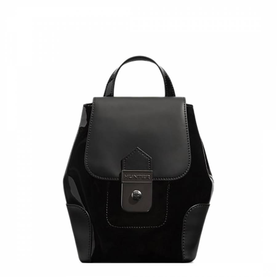 Black Refined Leather Mini Backpack - BrandAlley