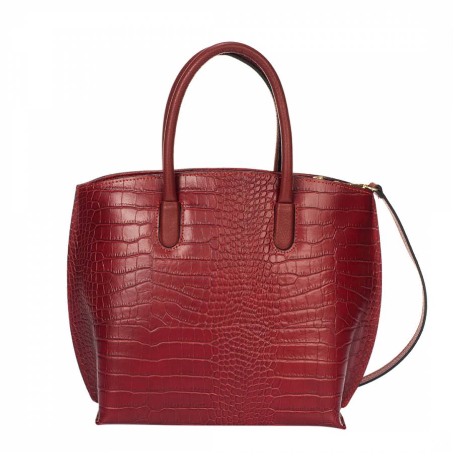 Burgundy Leather Shoulder Bag - BrandAlley