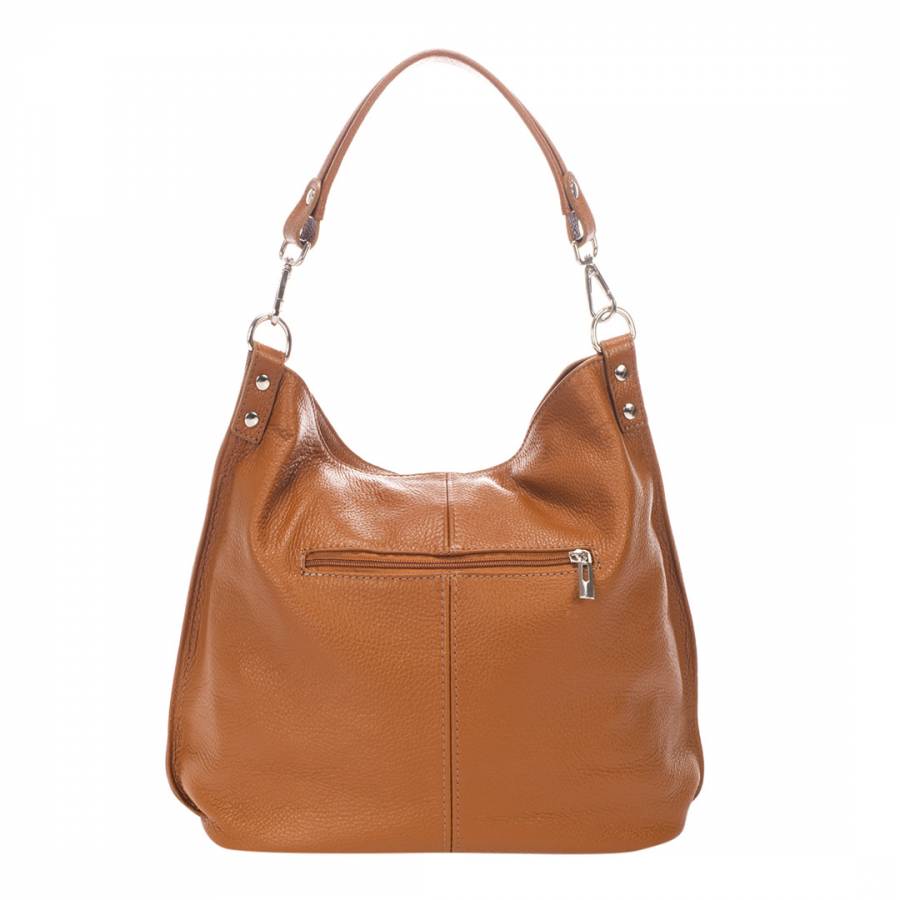 Cognac Leather Shoulder Bag - BrandAlley