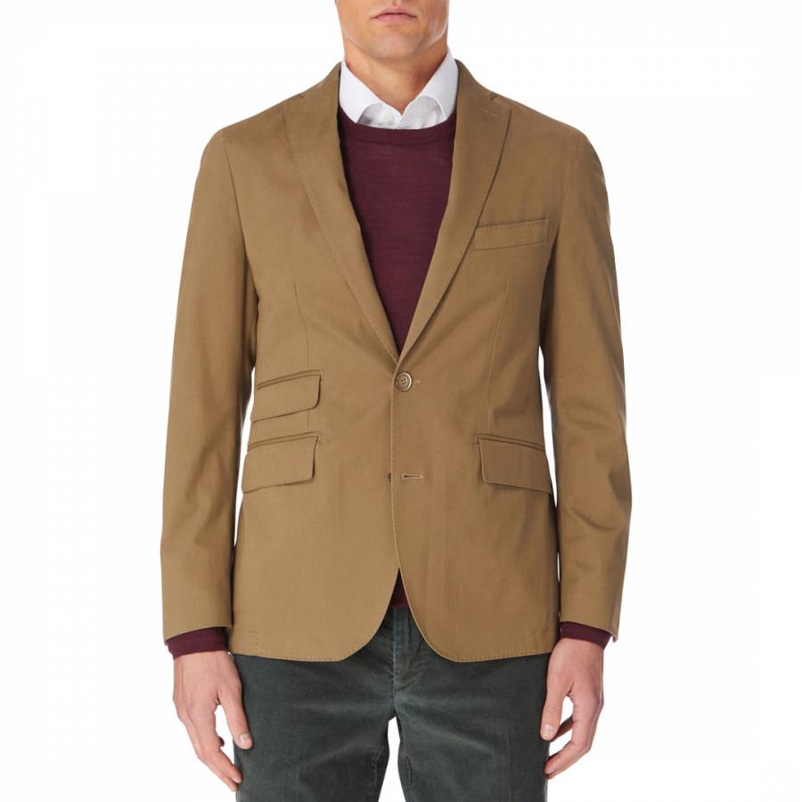 Tan Stretch Cotton Suit Jacket - BrandAlley