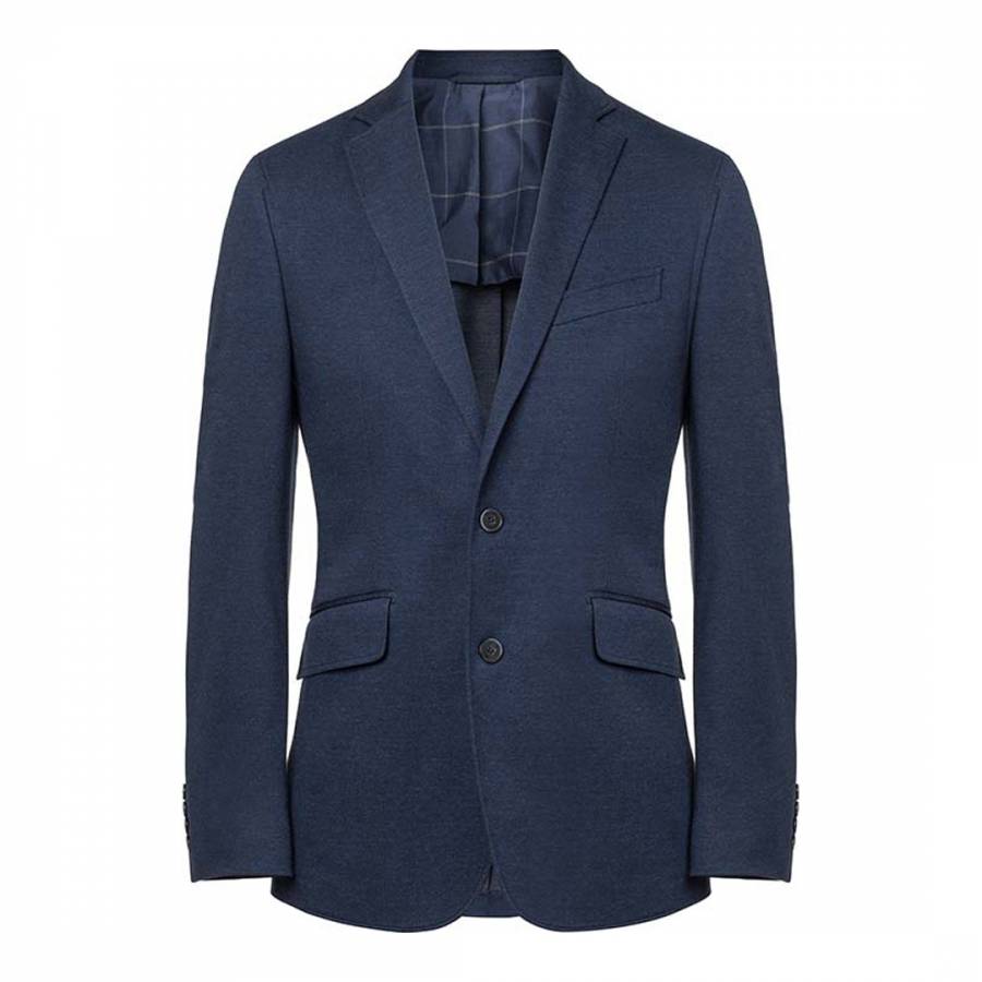Blue Textured Knit Suit Jacket - BrandAlley