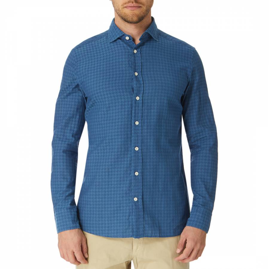 Blue Denim Houndstooth Shirt - BrandAlley