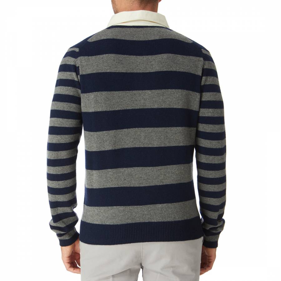 Grey Stripe Wool Rugby Shirt - BrandAlley