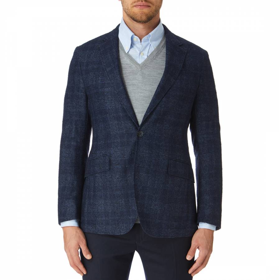 Navy Check Boucle Suit Jacket - BrandAlley