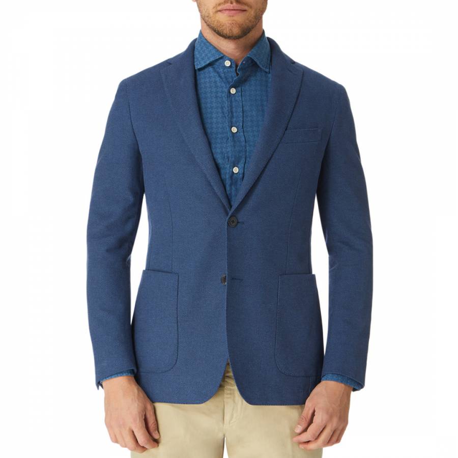 Blue Birdseye Cotton Suit Jacket - BrandAlley