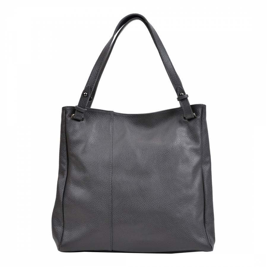 Grey Leather Shoulder Bag - BrandAlley