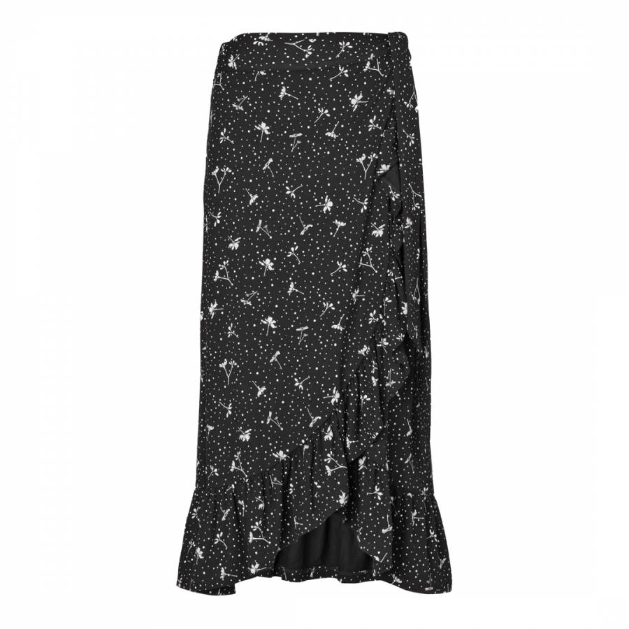 Black &White Polka Floral Angeline Wrap Skirt - BrandAlley