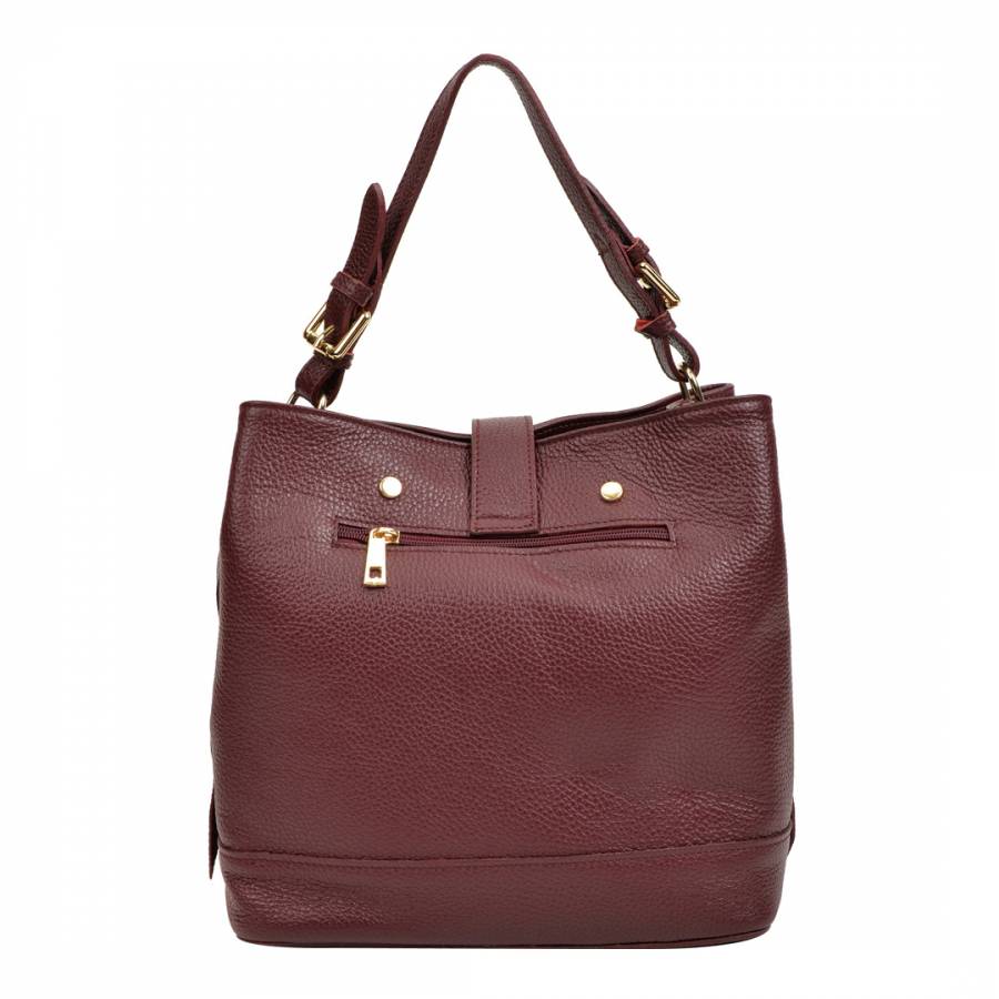 Burgundy Leather Handbag - BrandAlley