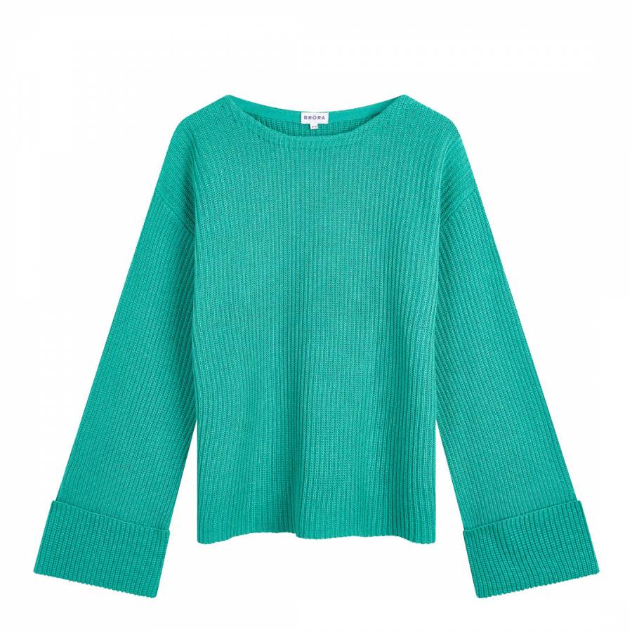 Spearmint Cotton Knit Ribbed Jumper - BrandAlley