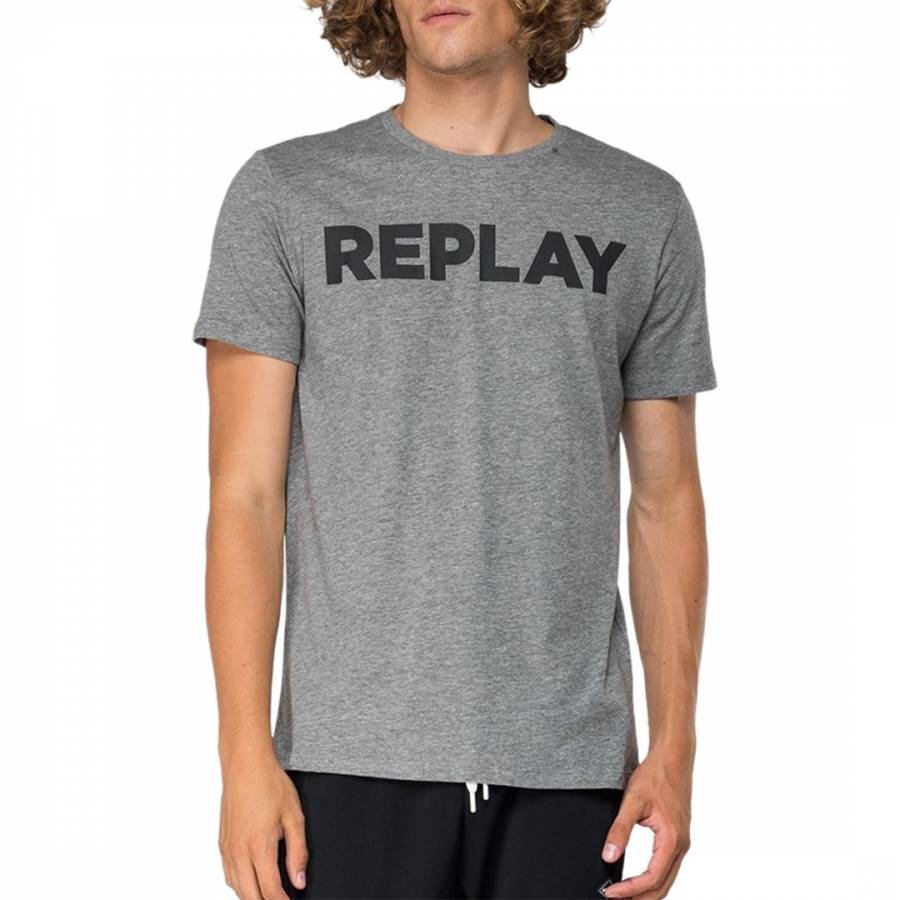 Grey Printed Logo Cotton T-Shirt - BrandAlley