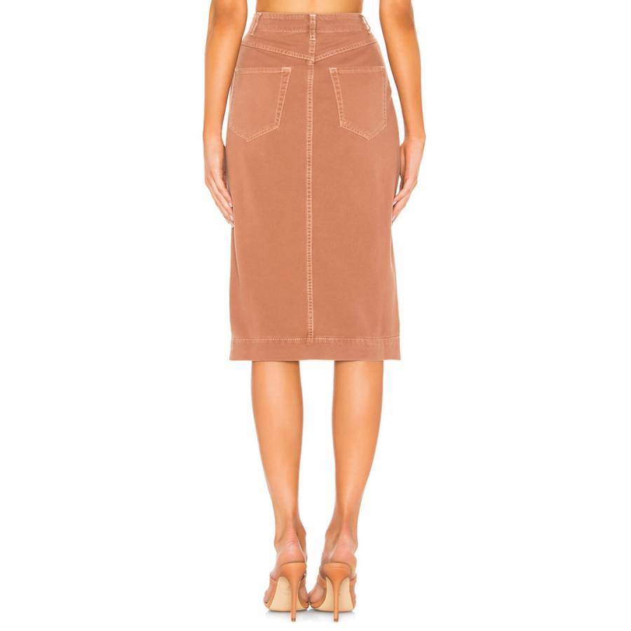Brown Mid Length Cotton Utility Skirt - BrandAlley