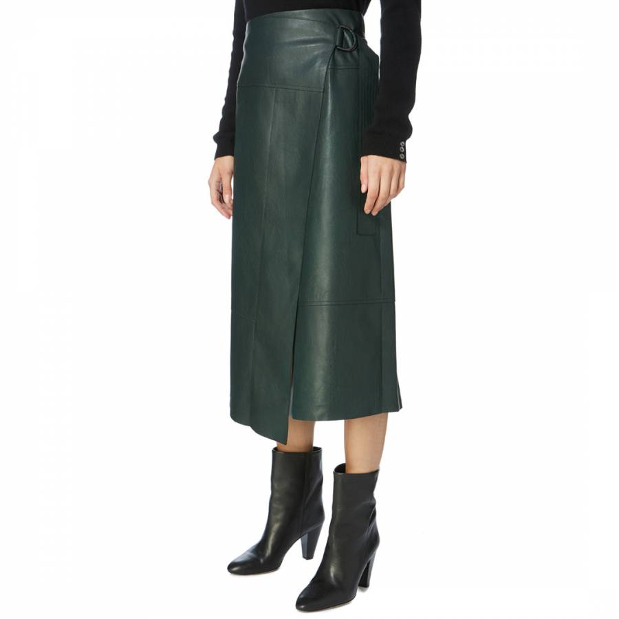 Green Faux Leather Wrap Skirt - BrandAlley