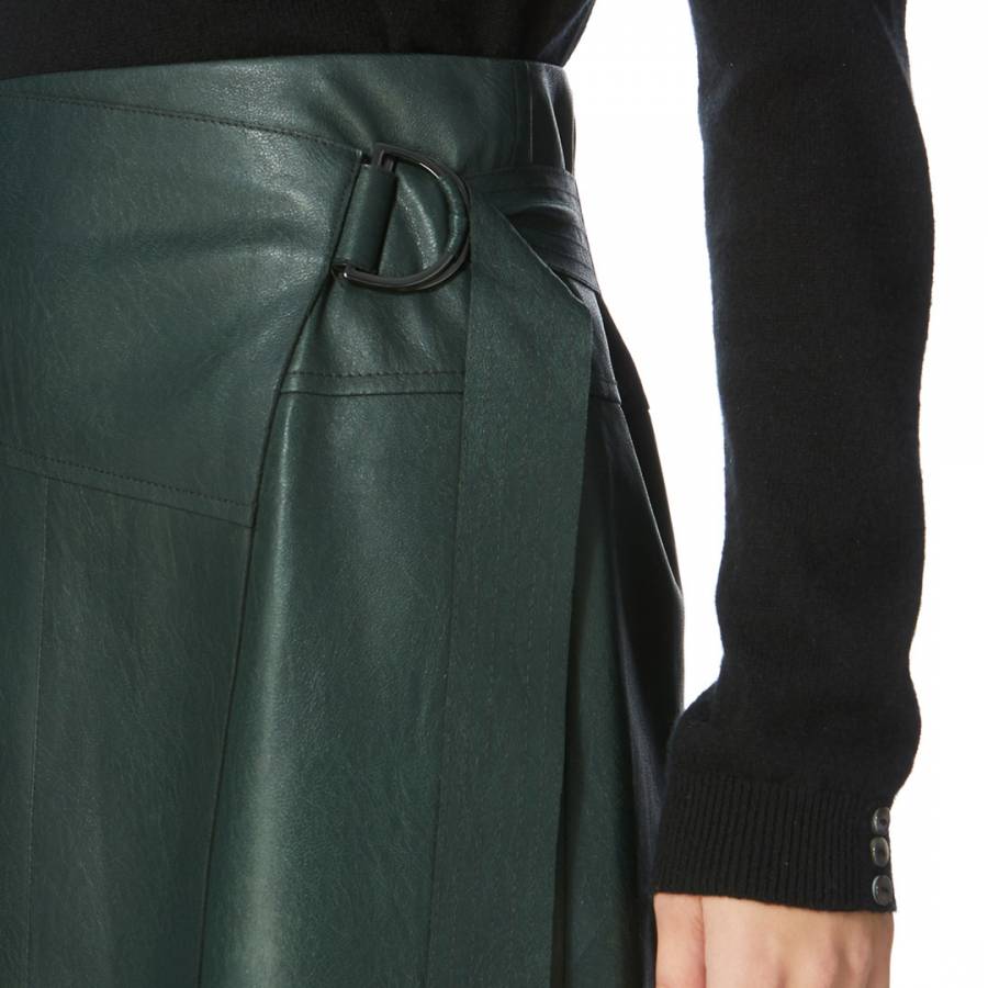 Green Faux Leather Wrap Skirt - BrandAlley