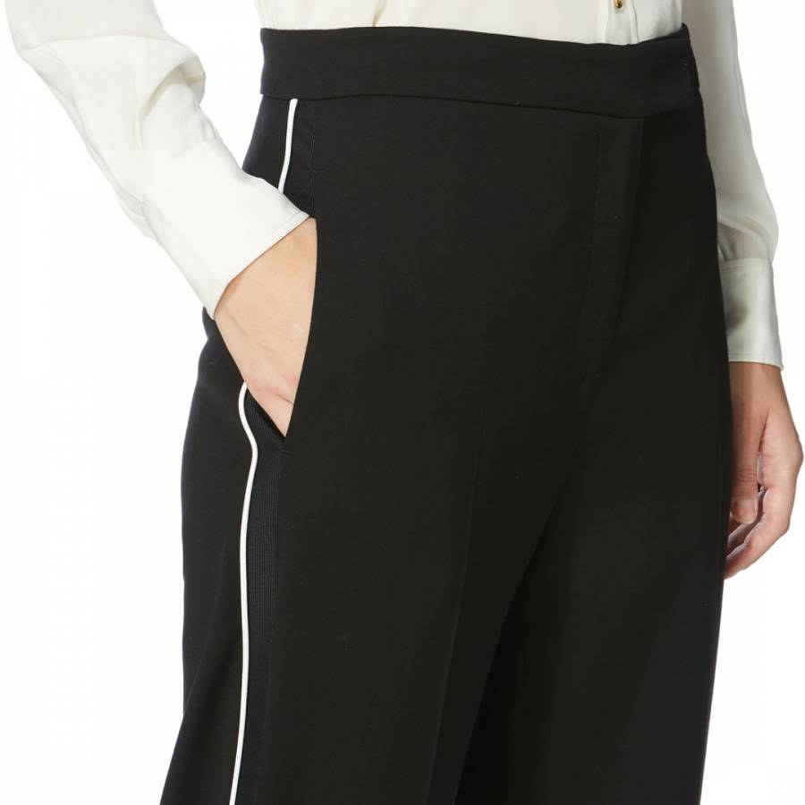 Black Piping Detail Trousers - BrandAlley