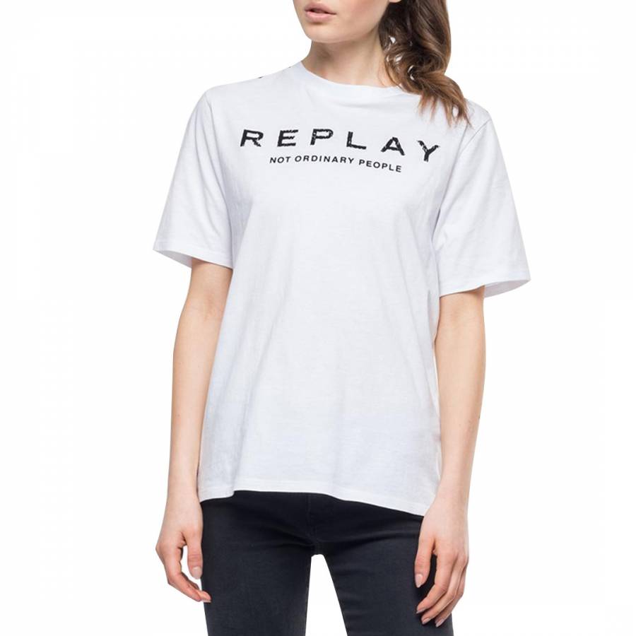 White Printed Logo T-Shirt - BrandAlley