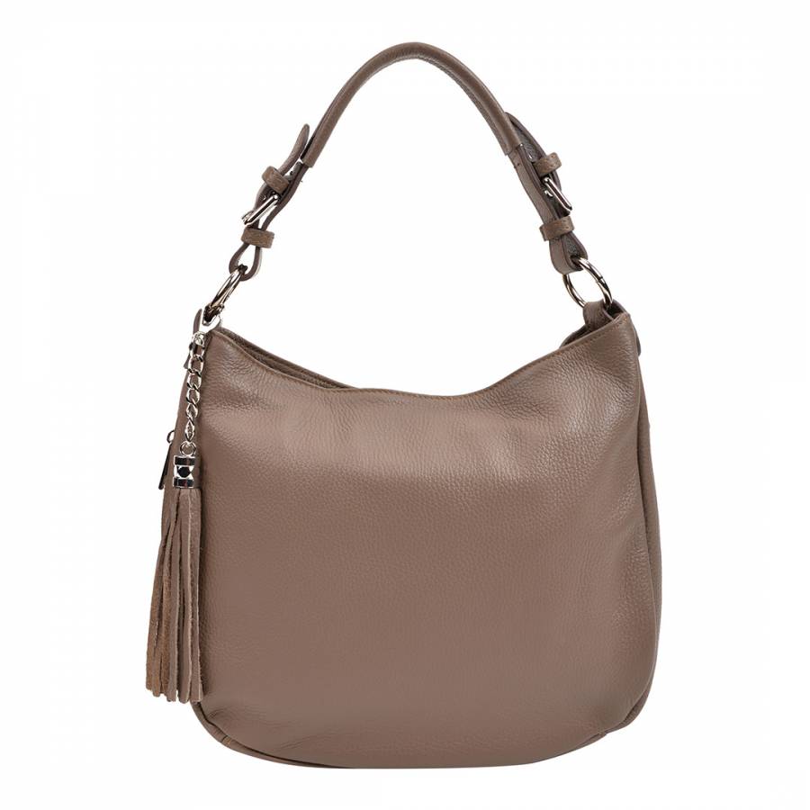 Taupe Leather Handbag - BrandAlley