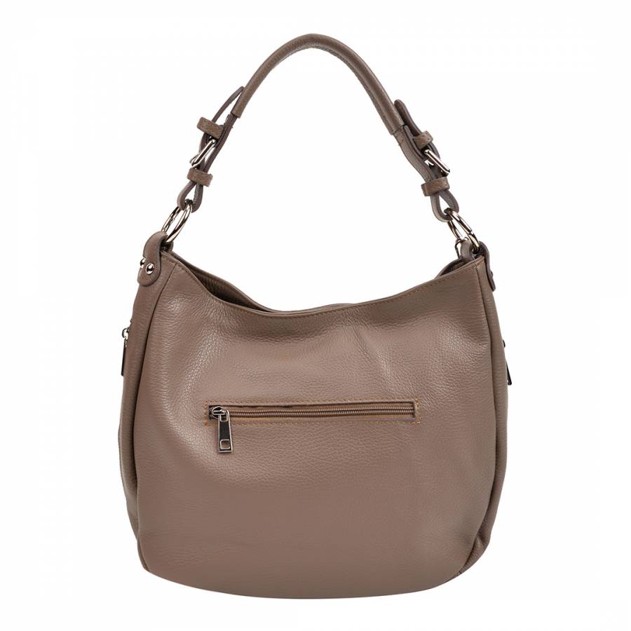 Taupe Leather Handbag - BrandAlley