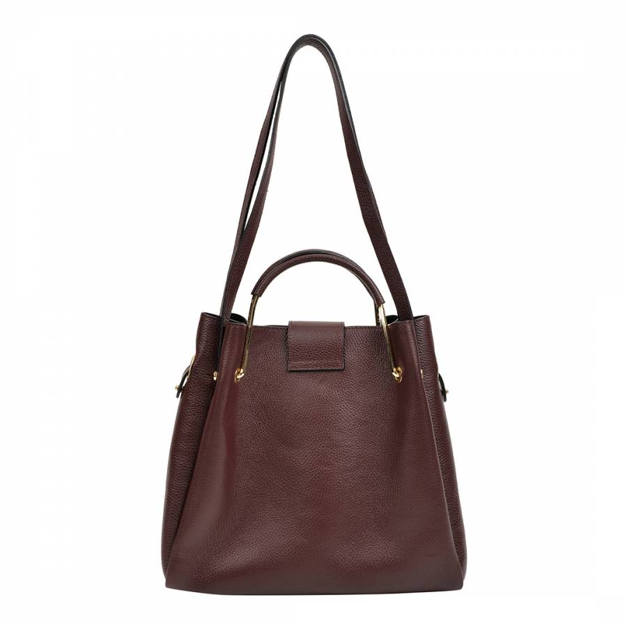Burgundy Leather Shoulder Bag - BrandAlley