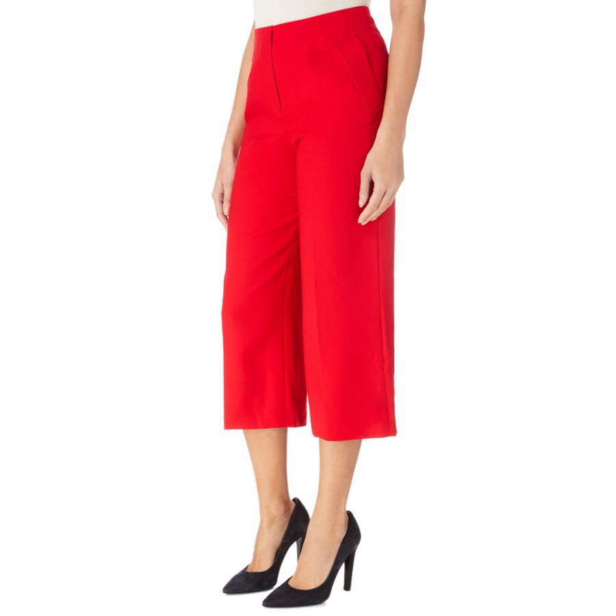 Red Wide Cropped Trousers - BrandAlley
