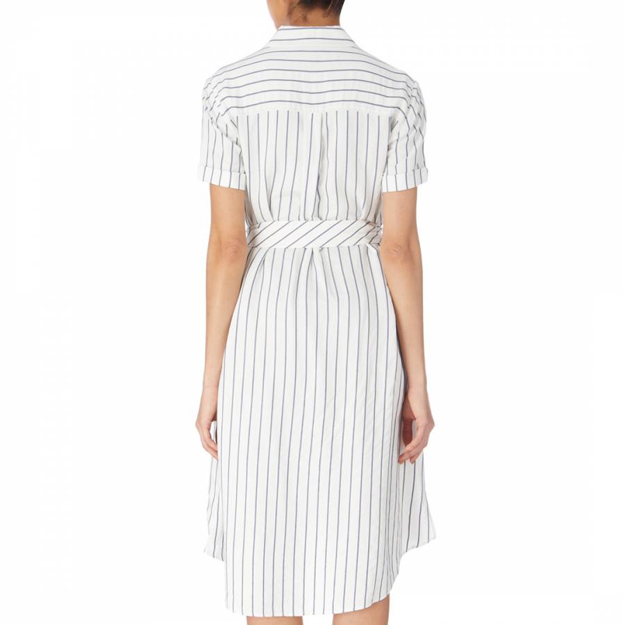 White/Navy Soft Stripe Dress - BrandAlley