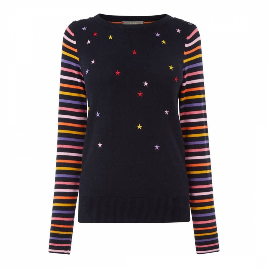 Navy Multi Star Stripe Jumper - BrandAlley