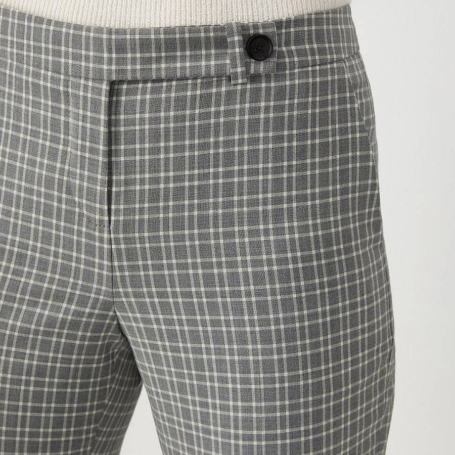 Grey Mini Check Tailored Trousers - BrandAlley