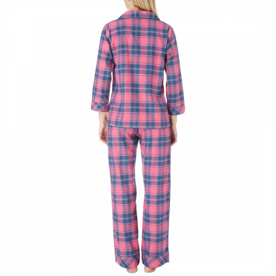 Pink Deluxe Twill Checked Cotton Pyjamas - BrandAlley