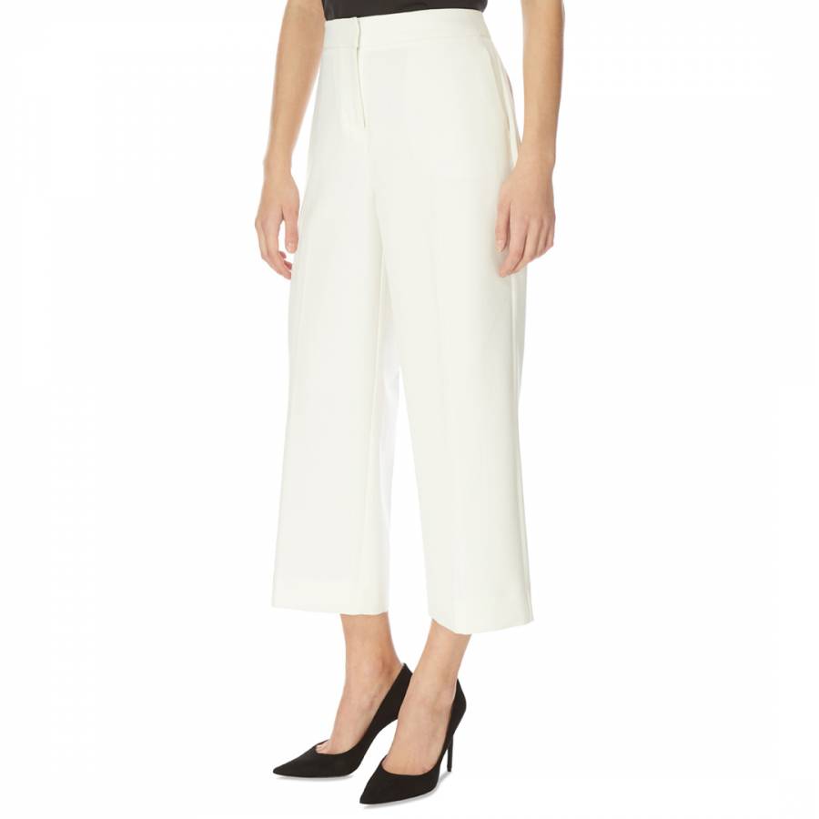 Cream Cropped Wide Leg Trousers - BrandAlley