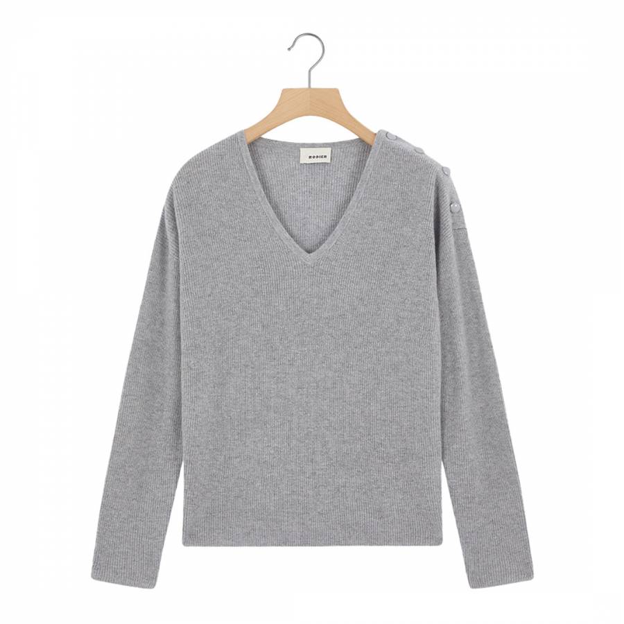 Silver Grey Cashmere/Wool Blend Pullover - BrandAlley