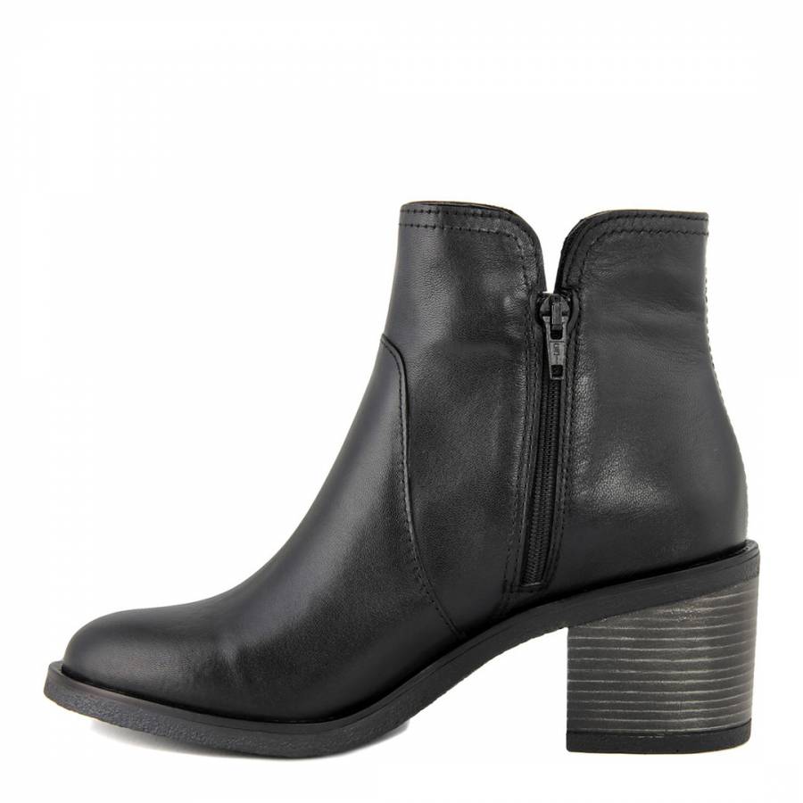 Black Leather Ankle Boot - BrandAlley