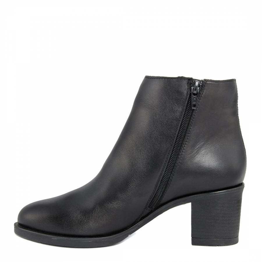 Black Leather Ankle Boot - BrandAlley