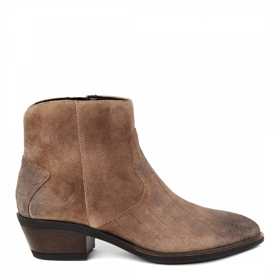 Beige Suede Ankle Boot - BrandAlley