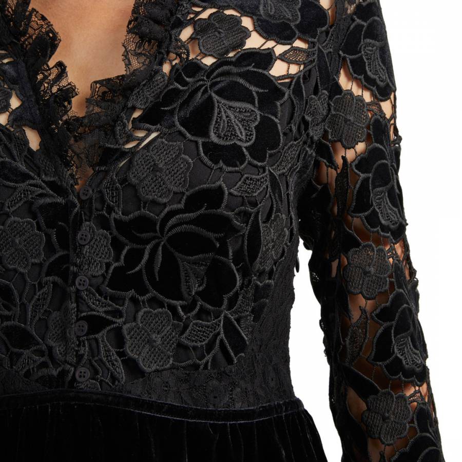 Black Cynthia Velvet Lace Mix Dress - BrandAlley