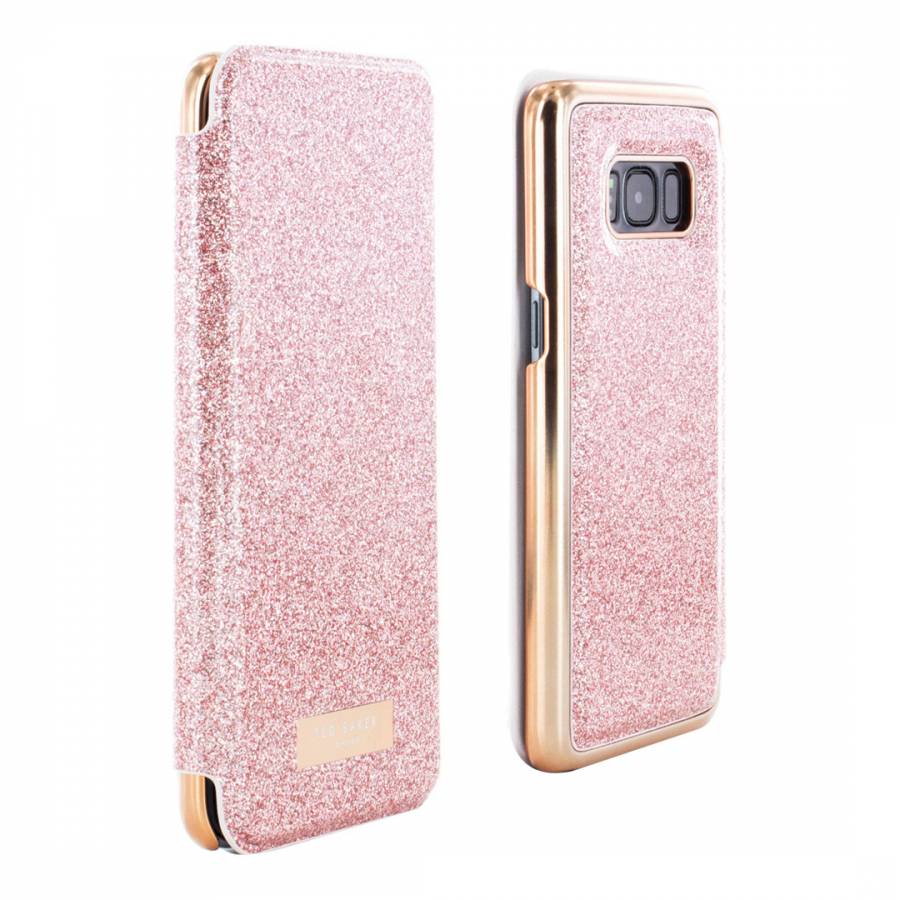 Bear Village® Premium Leder Ständer Schutzhülle mit Kartenfach #1 Rose Gold Galaxy S8 Hülle Schmetterling Muster Anti-Scratch Hülle für Samsung Galaxy S8 