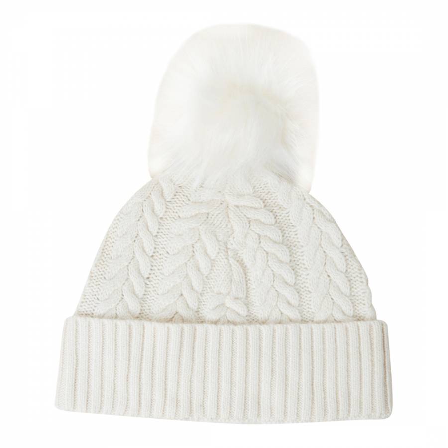 Cream Cable Knit Beanie - BrandAlley
