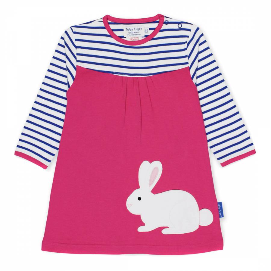 Pink Breton Rabbit Applique Dress - BrandAlley
