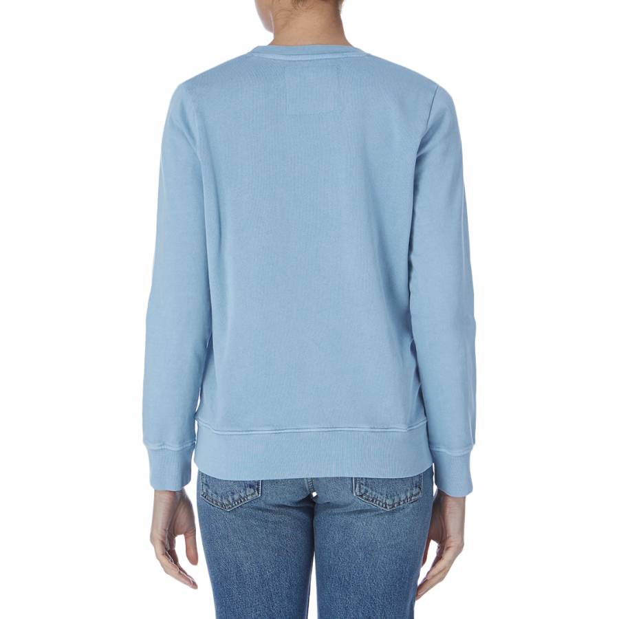 Light Blue Washed Crew Neck Sweat - BrandAlley
