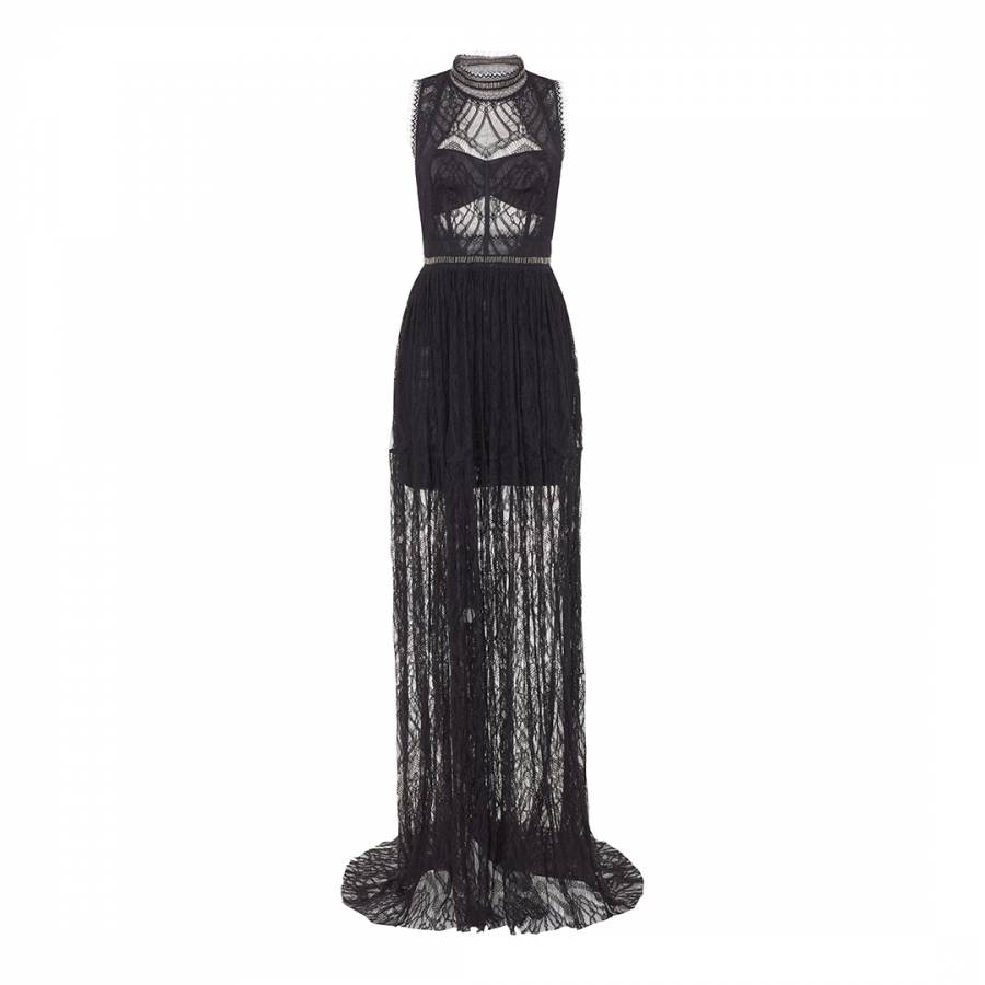 Black Lace Long Dress - BrandAlley